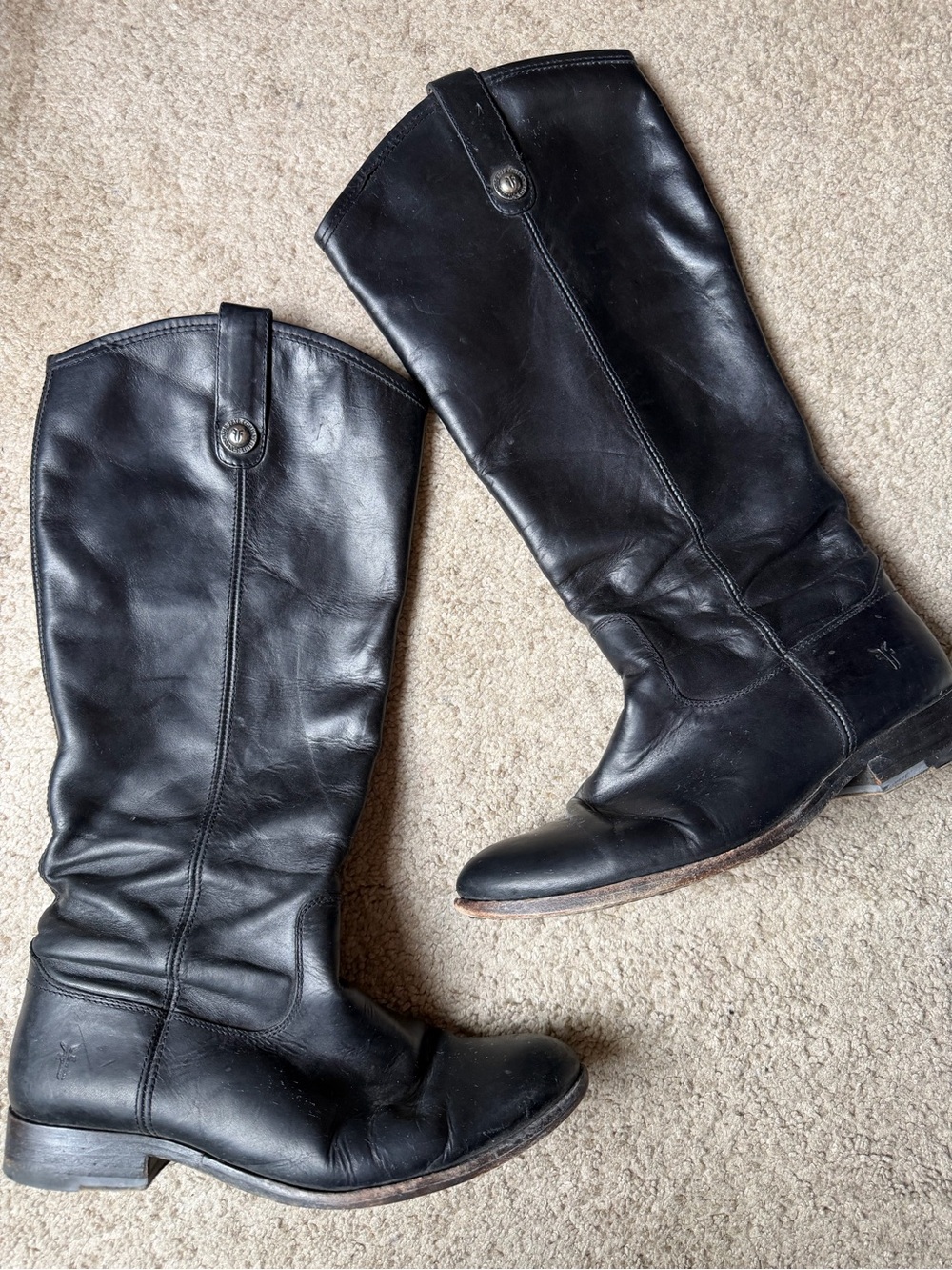 FRYE Black Leather Knee-High Women's Boots